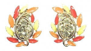 Vintage Lisner Diamante and Enamel Earrings